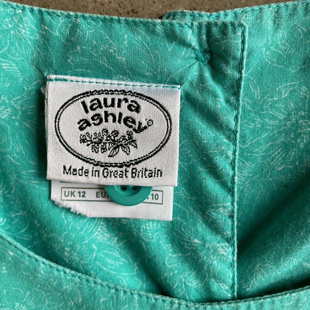Rare Vintage 80s Laura Ashley Pinafore Empire Waist Cotton Dress-Sz.10 - Picture 3 of 13